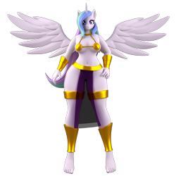 Size: 2500x2500 | Tagged: safe, artist:argos90, princess celestia, alicorn, anthro, plantigrade anthro, g4, 3d, breasts, busty princess celestia, clothes, cosplay, costume, duck dodgers, female, high res, queen tyr'ahnee, simple background, skimpy outfit, solo, stupid sexy celestia, transparent background