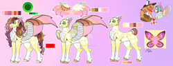Size: 1280x493 | Tagged: safe, artist:malinraf1615, big macintosh, fluttershy, oc, oc:ema, oc:ema lis shy, earth pony, pegasus, pony, g4, alternate design, cheek feathers, chest fluff, clothes, coat markings, colored belly, deviantart watermark, feathered fetlocks, female, gradient background, hybrid wings, male, mare, obtrusive watermark, offspring, pale belly, parent:big macintosh, parent:fluttershy, parents:fluttermac, pegasus oc, reference sheet, ship:fluttermac, shipping, slender, stallion, straight, tail, tail feathers, thin, vest, watermark, wings