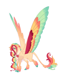 Size: 3600x4500 | Tagged: safe, artist:gigason, oc, oc:mango magic, pegasus, pony, cloven hooves, colored wings, female, mare, multicolored wings, offspring, parent:fluttershy, pegasus oc, simple background, solo, transparent background, wings