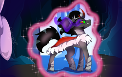 Size: 1280x814 | Tagged: safe, artist:brybrychan, king sombra, pony, unicorn, g4, cape, clothes, male, slender, solo, sombra eyes, stallion, story included, thin