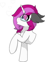 Size: 5044x6966 | Tagged: safe, artist:skylarpalette, oc, oc only, oc:skylar palette, pony, unicorn, bust, cute, ears back, female, fluffy, glasses, heart, horn, mare, raised hoof, simple background, simple shading, solo, transparent background, unicorn horn, unicorn oc