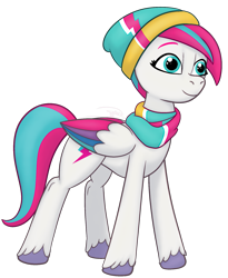 Size: 1619x1977 | Tagged: safe, artist:soctavia, zipp storm, pegasus, pony, g5, my little pony: tell your tale, snow pun intended, spoiler:g5, spoiler:my little pony: tell your tale, spoiler:tyts01e37, clothes, cute, female, hat, mare, scarf, simple background, smiling, solo, transparent background