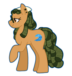 Size: 1468x1558 | Tagged: safe, artist:queertrixie, derpibooru exclusive, oc, oc only, oc:wavemania, earth pony, pony, dreadlocks, earth pony oc, female, glasses, mare, neckerchief, outline, piercing, raised hoof, simple background, solo, transparent background