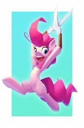 Size: 2157x3297 | Tagged: safe, artist:senaelik, pinkie pie, earth pony, pony, g4, high res, running with scissors, scissors, solo