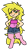 Size: 316x565 | Tagged: safe, artist:/d/non, oc, oc only, oc:sunshine blossom, satyr, blonde hair, blushing, chibi, femboy, hairclip, hand on hip, male, offspring, parent:sunshine smiles, pink fur, simple background, smiling, solo, transparent background