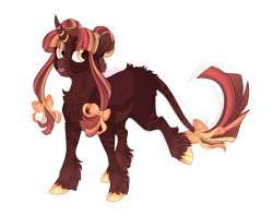 Size: 2900x2300 | Tagged: safe, artist:gigason, oc, oc:cocoa bean, pony, unicorn, :p, bow, curved horn, female, hair bow, high res, horn, leonine tail, mare, simple background, solo, tail, tail bow, tongue out, transparent background, unicorn oc