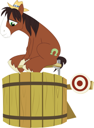 Size: 4557x6188 | Tagged: safe, artist:wissle, trouble shoes, earth pony, pony, g4, growing up is hard to do, absurd resolution, carnival, clothes, dunk tank, hat, male, show accurate, simple background, sitting, solo, stallion, transparent background, unshorn fetlocks, vector
