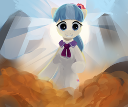 Size: 1917x1613 | Tagged: safe, artist:some_ponu, coco pommel, earth pony, pony, g4, female, mare, meme, mercy, mercy offers a hand, overwatch, parody, ponified, ponified meme, smiling, solo, sunlight