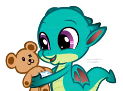 Size: 828x612 | Tagged: safe, sparky sparkeroni, dragon, g4, g5, baby, baby dragon, g5 to g4, generation leap, plushie, simple background, solo, teddy bear, white background