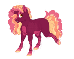 Size: 2900x2300 | Tagged: safe, artist:gigason, oc, oc:berry surprise, pony, unicorn, curved horn, female, high res, horn, mare, offscreen character, offspring, parent:pinkie pie, parent:unknown, simple background, solo, transparent background, unicorn oc