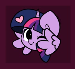 Size: 1398x1288 | Tagged: safe, artist:kittyrosie, twilight sparkle, alicorn, pony, cute, female, floating heart, heart, looking at you, mare, one eye closed, simple background, smiling, smiling at you, solo, twiabetes, twilight sparkle (alicorn), wink, winking at you