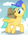 Size: 1470x1789 | Tagged: safe, artist:nitei, sunshower raindrops, pegasus, pony, g4, atg 2022, box, cardboard box, carrying, cloud, delivery pony, female, implied socks, looking back, mare, moving, newbie artist training grounds, on a cloud, show accurate, smiling, solo, spread wings, trotting, wings