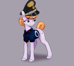 Size: 3080x2737 | Tagged: safe, artist:aquaticvibes, edit, editor:pizza split, copper top, earth pony, pony, g4, carabiniere, female, gray background, high res, italy, mare, police, policemare, simple background, solo