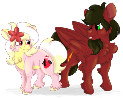 Size: 2500x2000 | Tagged: safe, artist:euspuche, oc, oc only, oc:carmen garcía, oc:cloud rider, earth pony, pegasus, pony, 2023 community collab, derpibooru community collaboration, ;p, caroud, couple, duo, duo male and female, earth pony oc, eye contact, female, flower, flower in hair, folded wings, high res, looking at each other, looking at someone, male, mare, one eye closed, pegasus oc, simple background, size difference, smiling, smiling at each other, stallion, tongue out, transparent background, wings, wink