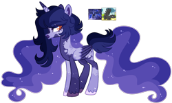 Size: 1686x1010 | Tagged: safe, artist:twilightpriincess, princess luna, thunderlane, oc, alicorn, pony, g4, alicorn oc, base used, concave belly, female, horn, mare, offspring, parent:princess luna, parent:thunderlane, simple background, slender, thin, transparent background, wings