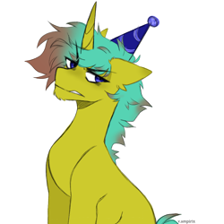 Size: 1000x1000 | Tagged: safe, artist:vampirix, oc, oc only, oc:baneblackraven, pony, unicorn, birthday, horn, male, no source available, simple background, solo, stallion, transparent background, unicorn oc