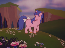 Size: 960x720 | Tagged: safe, screencap, pony, unicorn, g1, my little pony 'n friends, the golden horseshoes, bow, female, mare, solo, tail, tail bow, unnamed character, unnamed pony