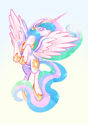 Size: 752x1062 | Tagged: artist needed, safe, princess celestia, alicorn, pony, g4, crown, jewelry, looking sideways, raised hoof, regalia, simple background, solo, tail, tail between legs, white background