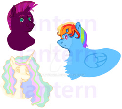 Size: 1024x915 | Tagged: safe, artist:lanternik, princess celestia, rainbow dash, tempest shadow, alicorn, pegasus, pony, g4, chest fluff, deviantart watermark, female, mare, obtrusive watermark, simple background, watermark, white background