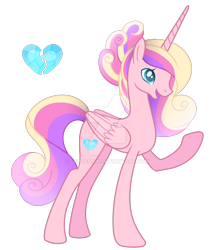 Size: 1280x1494 | Tagged: safe, artist:lanternik, princess cadance, alicorn, pony, g4, alternate hairstyle, deviantart watermark, female, mare, obtrusive watermark, raised hoof, simple background, slender, smiling, solo, thin, transparent background, watermark