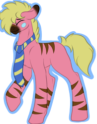 Size: 564x724 | Tagged: safe, artist:brybrychan, oc, oc only, earth pony, pony, zebra, concave belly, male, necktie, raised hoof, simple background, solo, stallion, sternocleidomastoid, transparent background, zebra oc