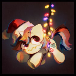 Size: 2000x2000 | Tagged: safe, artist:dearmary, oc, oc only, pony, unicorn, commission, high res, horn, solo, string lights, unicorn oc, ych result