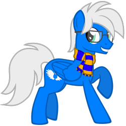 Size: 1200x1200 | Tagged: safe, artist:the smiling pony, oc, oc only, oc:silver seraph, pegasus, pony, 2023 community collab, derpibooru community collaboration, g4, .svg available, clothes, glasses, looking at you, pegasus oc, scarf, simple background, smiling, solo, striped scarf, svg, transparent background, vector