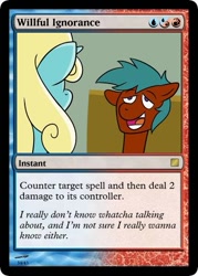 Size: 375x523 | Tagged: safe, oc, oc only, oc:seafoam breeze, oc:walnuts, pegasus, pony, unicorn, card, cute, horn, magic the gathering, open mouth, pegasus oc, trading card, unicorn oc