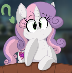 Size: 1069x1088 | Tagged: safe, artist:malachimoet, sweetie belle, pony, unicorn, g4, chest fluff, date, female, filly, foal, heart, heart eyes, looking at you, solo, wingding eyes