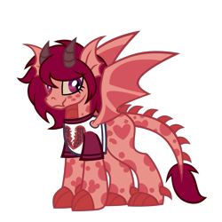 Size: 2045x2045 | Tagged: safe, artist:k0br4, oc, oc only, oc:flare blaze, dracony, dragon, hybrid, pony, claws, clothes, dracony oc, female, high res, horns, hybrid oc, looking at you, ponysona, shirt, simple background, solo, transparent background, wings