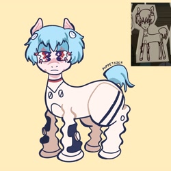 Size: 3500x3500 | Tagged: safe, artist:puppetizer, screencap, earth pony, pony, g4, scare master, anime, bodysuit, clothes, high res, looking at you, neon genesis evangelion, plugsuit, ponified, rei ayanami, screencap reference, signature, solo, squiggly