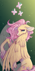 Size: 679x1369 | Tagged: safe, artist:nnniru, fluttershy, pegasus, pony, g4, alternate hairstyle, braid, female, mare, side view, solo