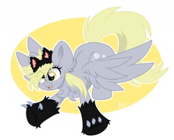 Size: 1600x1295 | Tagged: safe, artist:yourpennypal, derpy hooves, pegasus, pony, g4, animal costume, cat costume, clothes, costume, cute, derpabetes, flying, simple background, solo, white background