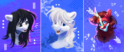 Size: 2952x1236 | Tagged: safe, artist:teaflower300, oc, oc only, kirin, pony, kirin oc, trio