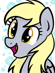 Size: 1768x2357 | Tagged: safe, artist:sjart117, derpy hooves, pegasus, pony, g4, bubble, bust, cute, derp, derpabetes, female, heart, heart eyes, mare, open mouth, open smile, portrait, simple background, smiling, solo, transparent background, wingding eyes