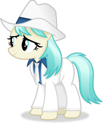 Size: 3406x4089 | Tagged: safe, artist:anime-equestria, coco pommel, earth pony, pony, g4, alternate hairstyle, clothes, female, hat, mare, michael jackson, necktie, simple background, smiling, solo, suit, transparent background, vector