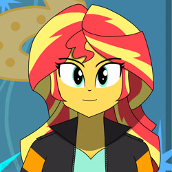 Size: 3840x3840 | Tagged: safe, alternate version, artist:altynp, part of a set, sunset shimmer, human, equestria girls, g4, my little pony equestria girls: friendship games, my past is not today, bust, cute, eye clipping through hair, eyebrows, eyebrows visible through hair, female, high res, looking at you, photo, portrait, redemption, reformed, sexy, smiling, smiling at you, solo