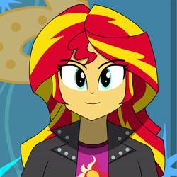 Size: 3840x3840 | Tagged: safe, alternate version, artist:altynp, part of a set, sunset shimmer, human, equestria girls, g4, my little pony equestria girls: rainbow rocks, bust, cute, eye clipping through hair, eyebrows, eyebrows visible through hair, female, high res, looking at you, photo, portrait, redemption, reformed, sexy, smiling, smiling at you, solo