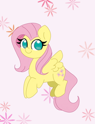 Size: 1986x2589 | Tagged: safe, artist:sparkly-retsuko, fluttershy, pegasus, pony, g4, female, high res, looking at you, mare, no pupils, smiling, smiling at you, solo, spread wings, three quarter view, wings