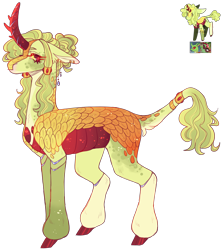 Size: 2502x2808 | Tagged: safe, artist:sleepy-nova, oc, oc:imitation, hybrid, kirin, cloven hooves, female, high res, hybrid oc, simple background, solo, transparent background