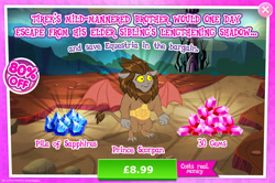 Size: 1957x1297 | Tagged: safe, gameloft, scorpan, gargoyle, g4, my little pony: magic princess, advertisement, costs real money, english, gem, introduction card, jewelry, male, mobile game, necklace, numbers, sale, scorpan's necklace, solo, tail, text, wings