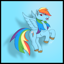 Size: 2053x2053 | Tagged: safe, artist:lucytwostickz, rainbow dash, pegasus, pony, g4, blue background, female, high res, mare, simple background, solo, unshorn fetlocks