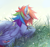 Size: 2653x2488 | Tagged: safe, artist:1an1, rainbow dash, pegasus, pony, g4, backwards cutie mark, crying, cutie mark, emotional, emotions, eyes closed, female, grass, high res, imminent crying, lying down, mixed emotions, mixed expressions, prone, smiling, solo, tears of joy, updated image