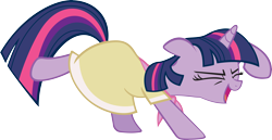 Size: 6817x3526 | Tagged: safe, artist:kirotalon, twilight sparkle, pony, unicorn, g4, season 2, sweet and elite, absurd resolution, birthday dress, clothes, dancing, do the sparkle, dress, eyes closed, female, floppy ears, happy, mare, oh yeah, open mouth, open smile, simple background, smiling, solo, transparent background, unicorn twilight, vector