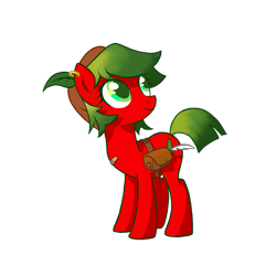 Size: 1378x1378 | Tagged: artist needed, source needed, safe, oc, oc only, unnamed oc, earth pony, pony, 2023 community collab, derpibooru community collaboration, bandaid, ear piercing, earring, earth pony oc, feather, female, hat, jewelry, looking up, mare, piercing, satchel, simple background, smiling, solo, transparent background