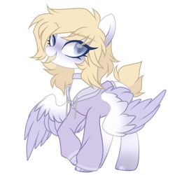 Size: 1000x1000 | Tagged: safe, artist:vampirix, oc, oc only, oc:evalynnblackraven, pegasus, pony, clothes, female, mare, no source available, pegasus oc, simple background, solo, sweater, white background