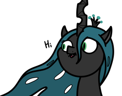 Size: 2048x1605 | Tagged: safe, artist:ewoudcponies, queen chrysalis, changeling, changeling queen, g4, female, hi, open mouth, open smile, simple background, smiling, solo, white background