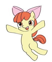 Size: 390x470 | Tagged: safe, artist:unagipai_, apple bloom, earth pony, pony, g4, apple bloom's bow, bow, female, filly, foal, hair bow, simple background, solo, white background