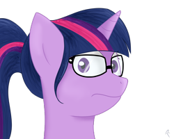 Size: 2500x2000 | Tagged: safe, artist:reinbou, sci-twi, twilight sparkle, pony, unicorn, equestria girls, g4, :s, equestria girls ponified, glasses, high res, looking at you, png, ponytail, simple background, solo, transparent background, unicorn sci-twi, wavy mouth