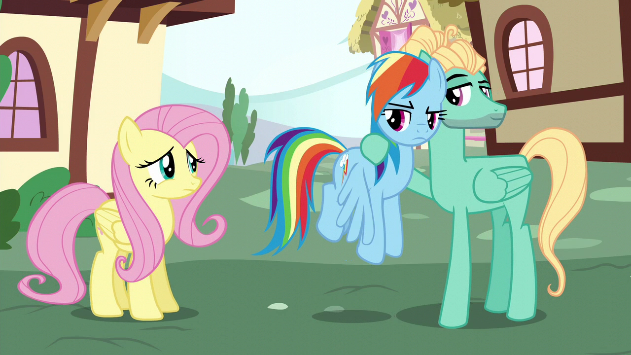 3027762 Safe Screencap Fluttershy Rainbow Dash Zephyr Breeze